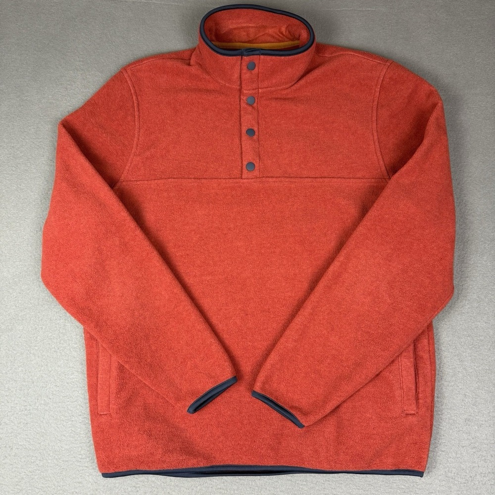 Wind River Fleece Henley Button Sweater Mens Medium Pumpkin Orange